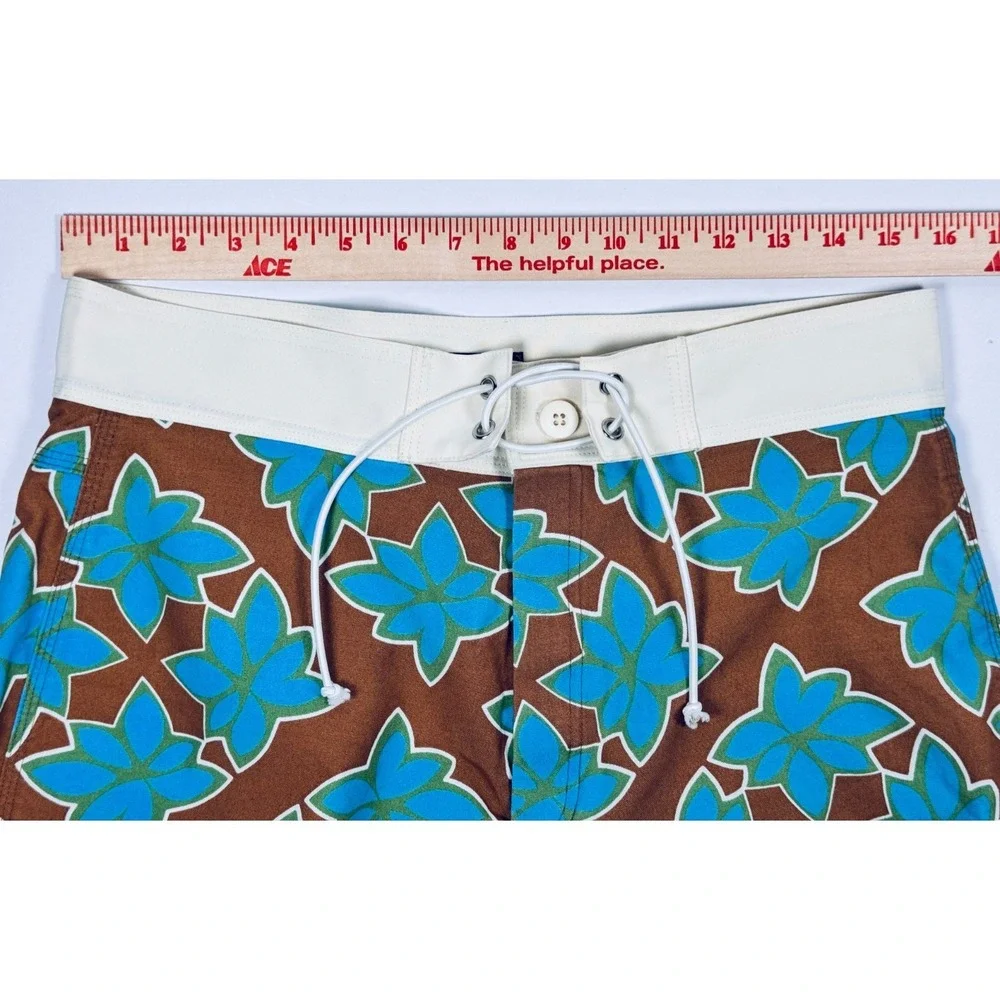 Vintage Duffer Sportswear Swim Board Shorts Mens Large Brown Blue  Surf Retro